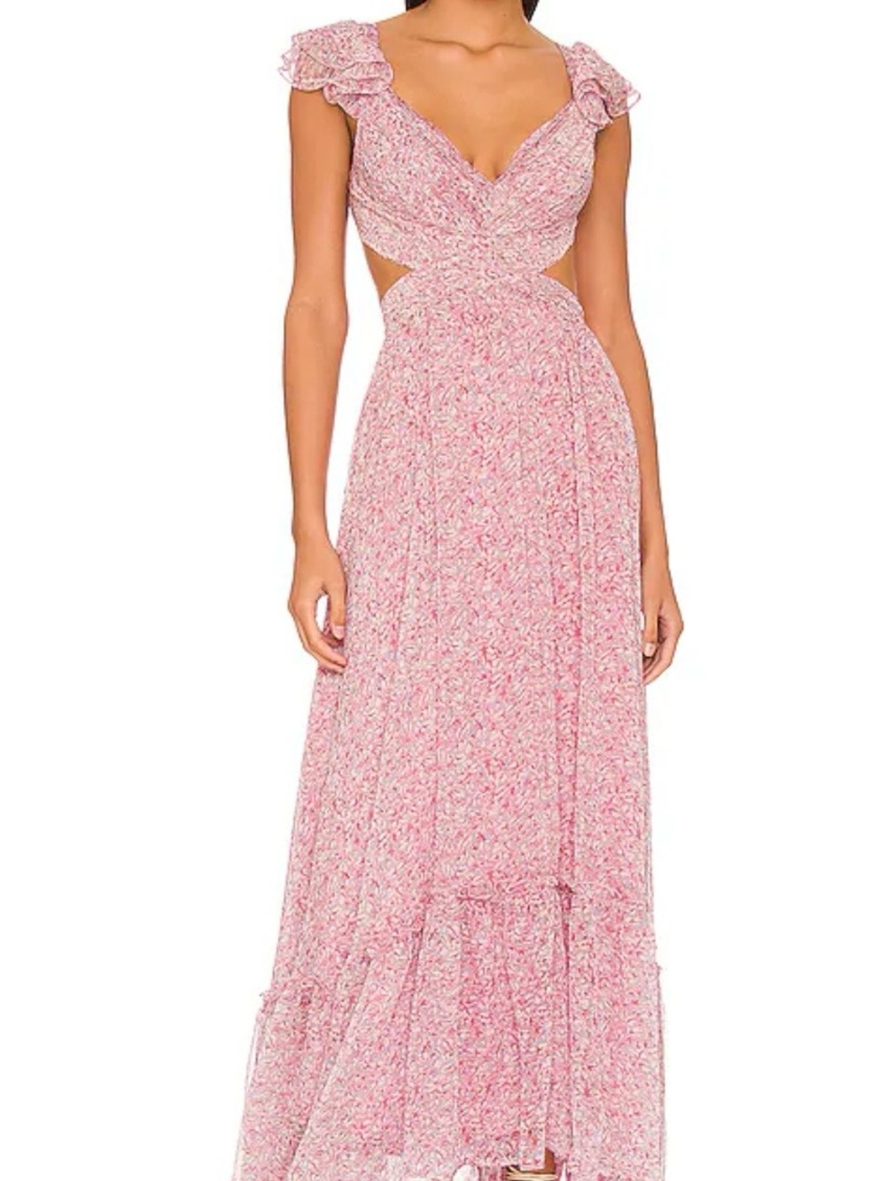 Astr Pink Floral Cutout Maxi Dress